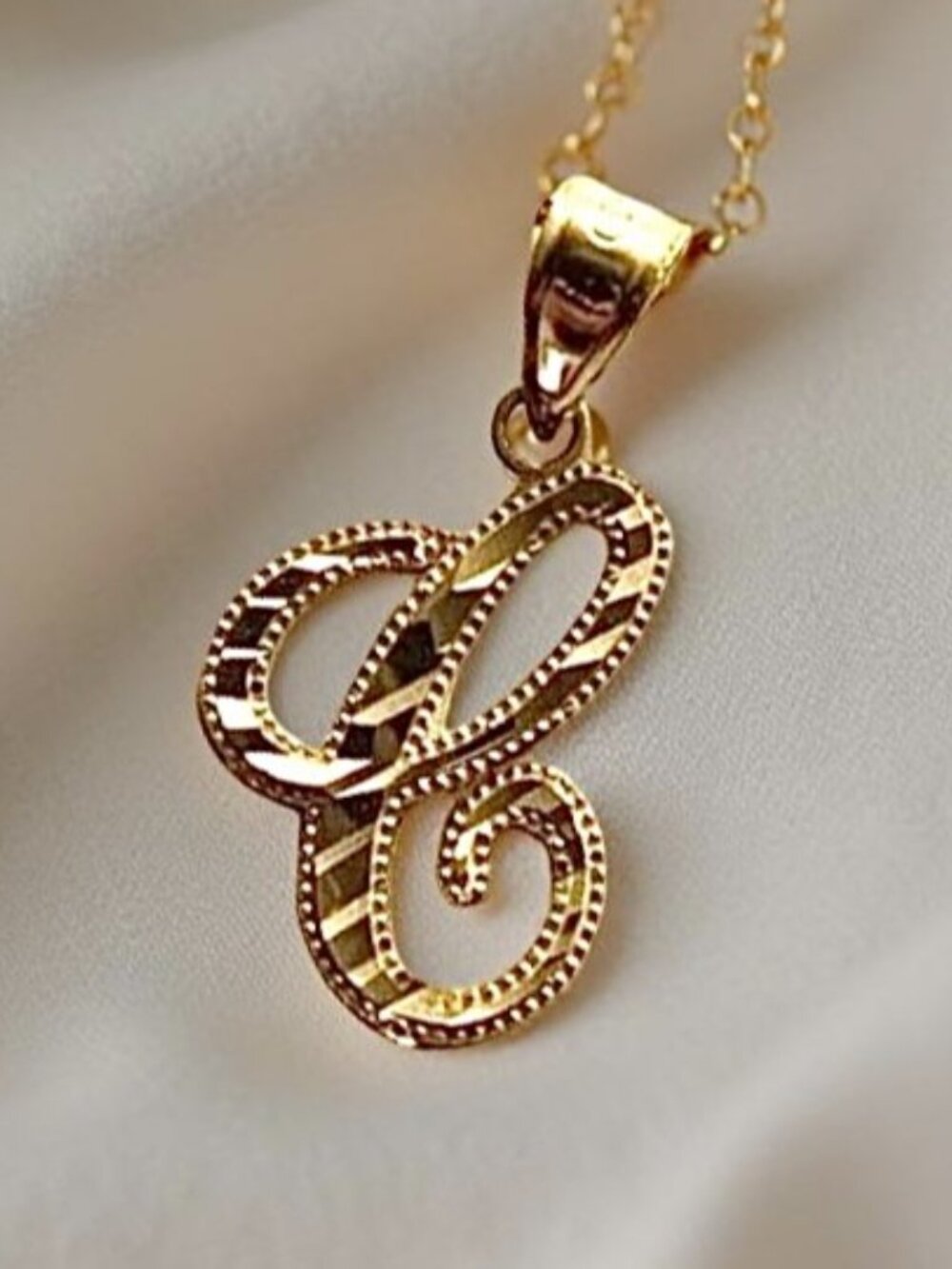 14K Gold Initial C Pendant | Dainty Letter Charm By Tehrani Jewelry